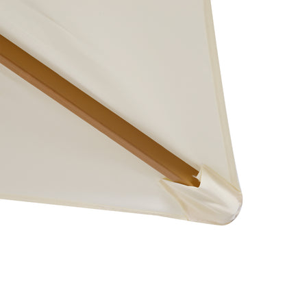 Outsunny Sombrilla Jardín 295x200cm Con Mástil De Madera Y Polea Crema_4