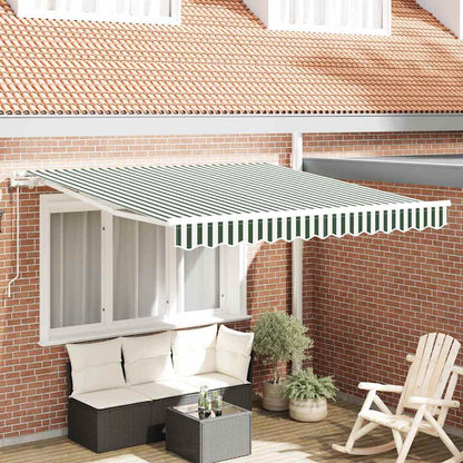 Toldo Retráctil Verde Y Blanco 300 X 250 Cm Tela Y Aluminio_1