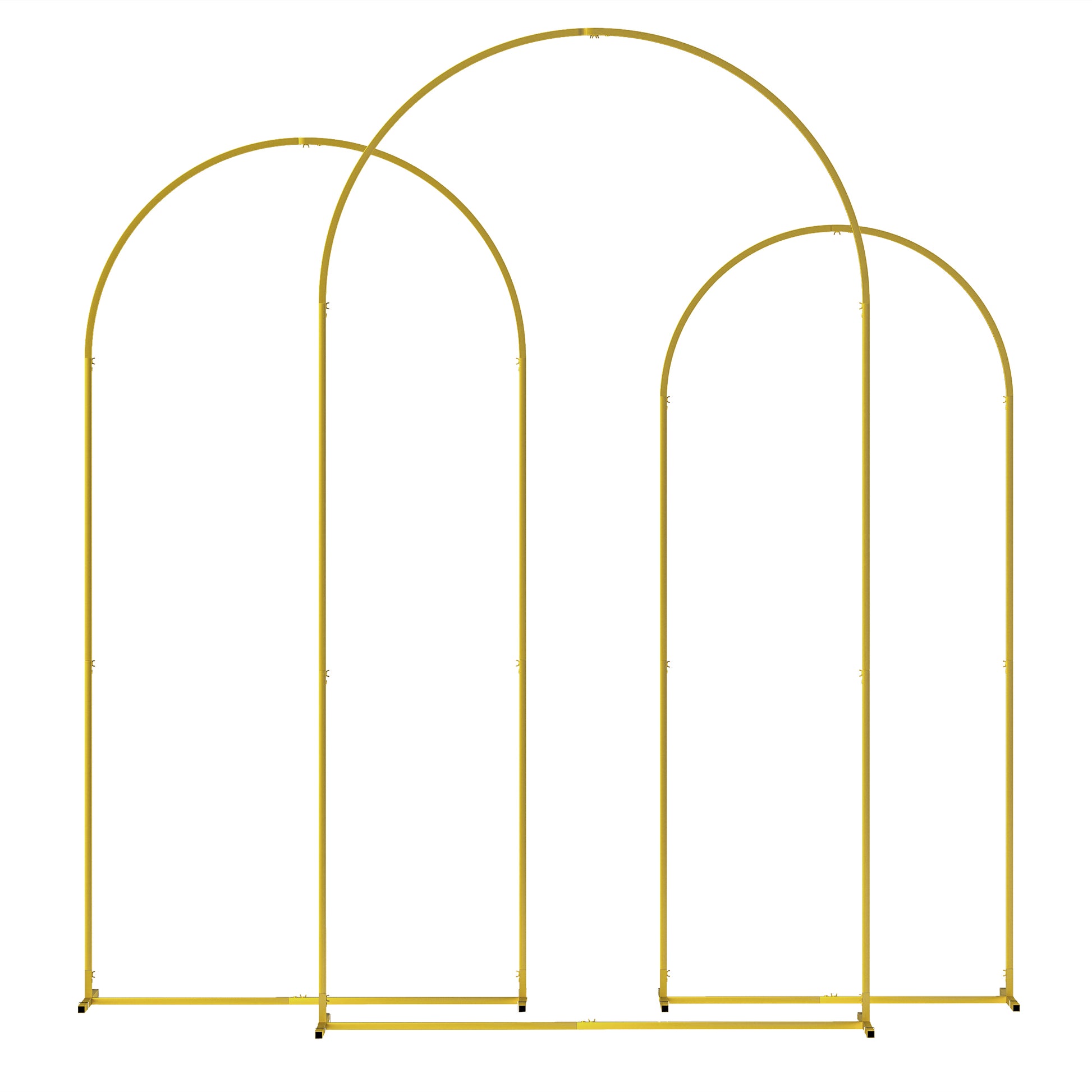 Outsunny Set De 3 Arcos De Jardín Para Rosas De Metal De 220/200/180 Cm Dorado_0