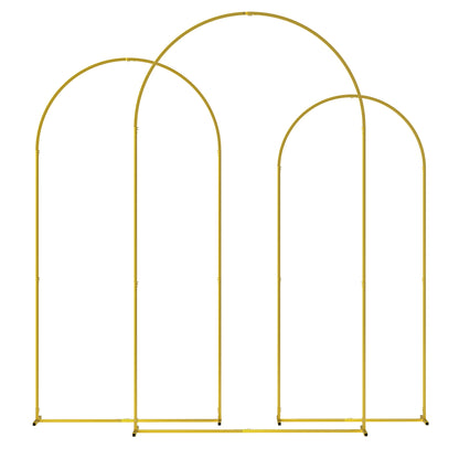 Outsunny Set De 3 Arcos De Jardín Para Rosas De Metal De 220/200/180 Cm Dorado_0