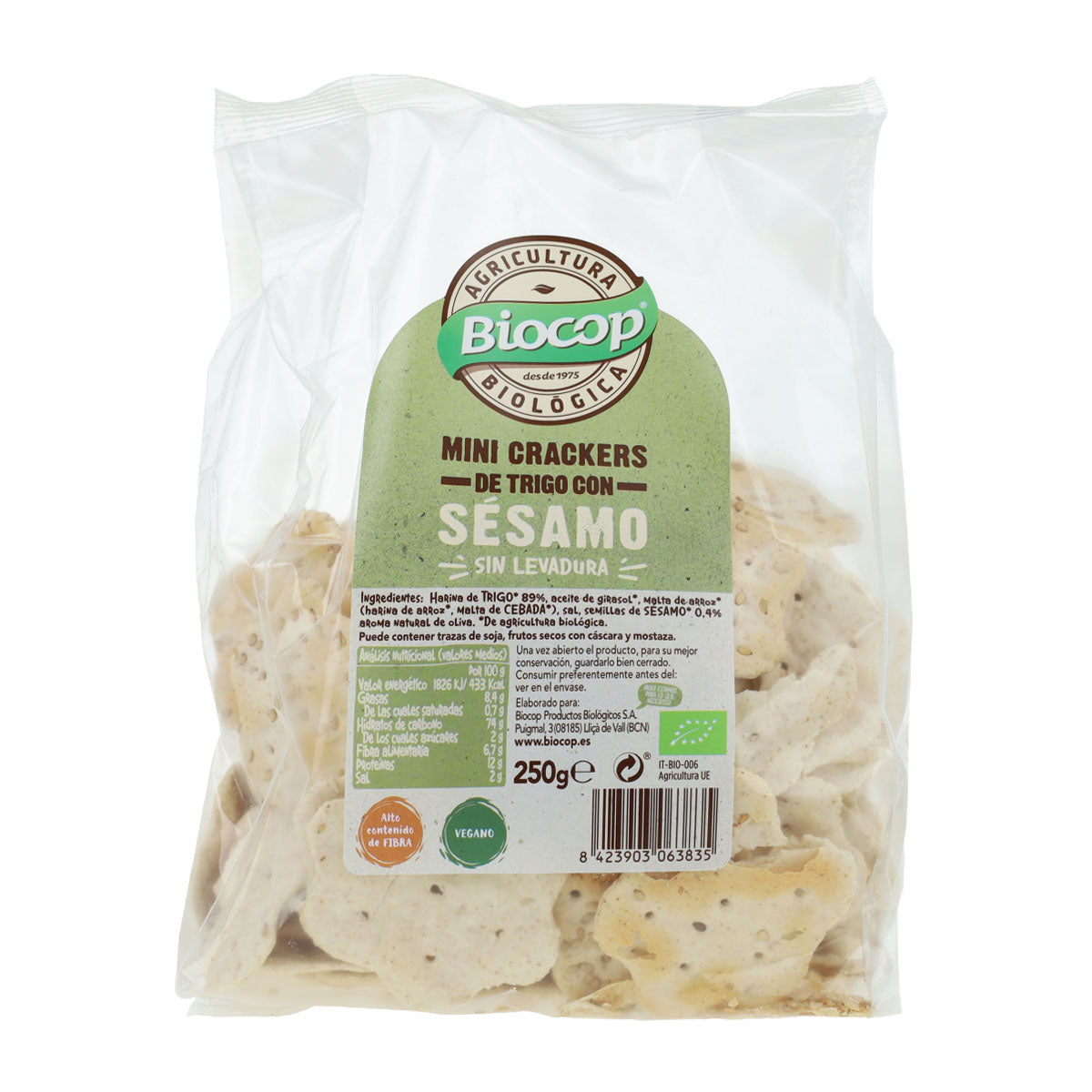 Mini Crackers de Trigo con Sésamo Biocop 250 g