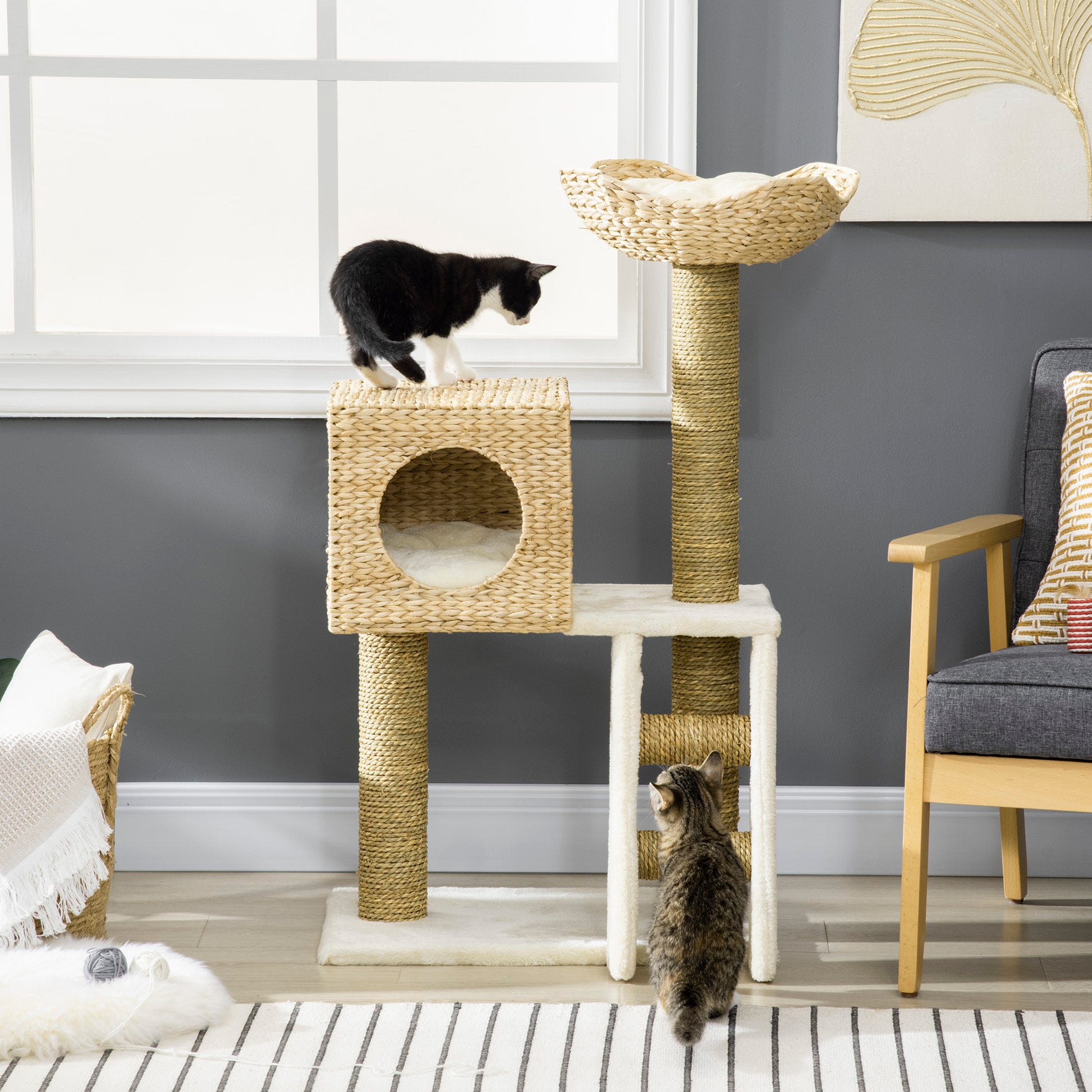 Pawhut Árbol Rascador Para Gatos Medianos Altura 100_1