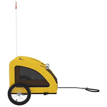 Vidaxl Remolque De Bicicleta Mascotas Hierro Tela Oxford Amarillo_5