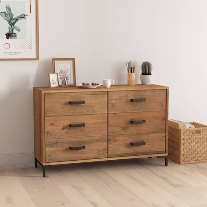 Aparador De Madera Maciza De Pino Marrón 110x35x70 Cm / Vetonek_4