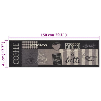 Vidaxl Alfombra De Cocina Lavable Terciopelo Negro Café 45x150 Cm_4