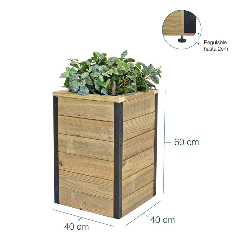 Jardinera De Madera Con Autorriego 40x40x60 Cm Nidum Hortalia_5