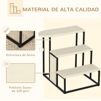 Pawhut Escalera Para Perros De 3 Niveles Con Bola Colgante 47x45x47 Cm Crema_3