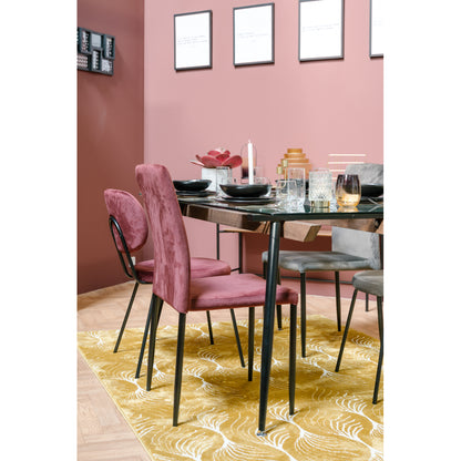Juego De 4 Sillas De Comedor De Terciopelo Burdeos - Rojo Industrial Pata De Metal 44x58x80cm- Muebles De Comedor_4