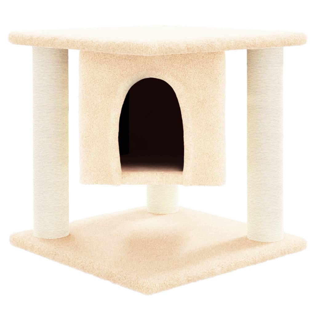 Rascador Para Gatos Con Postes De Sisal Crema 37 Cm_2