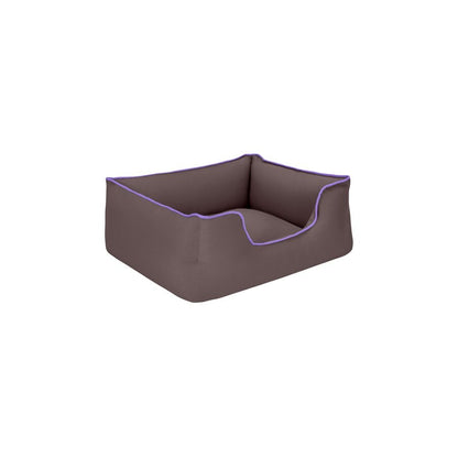 Cama Rectangular Confortable Impermeable Para Perro Wuapu Begur 80x65 Cm Marrón Con Detalle Lavanda_1
