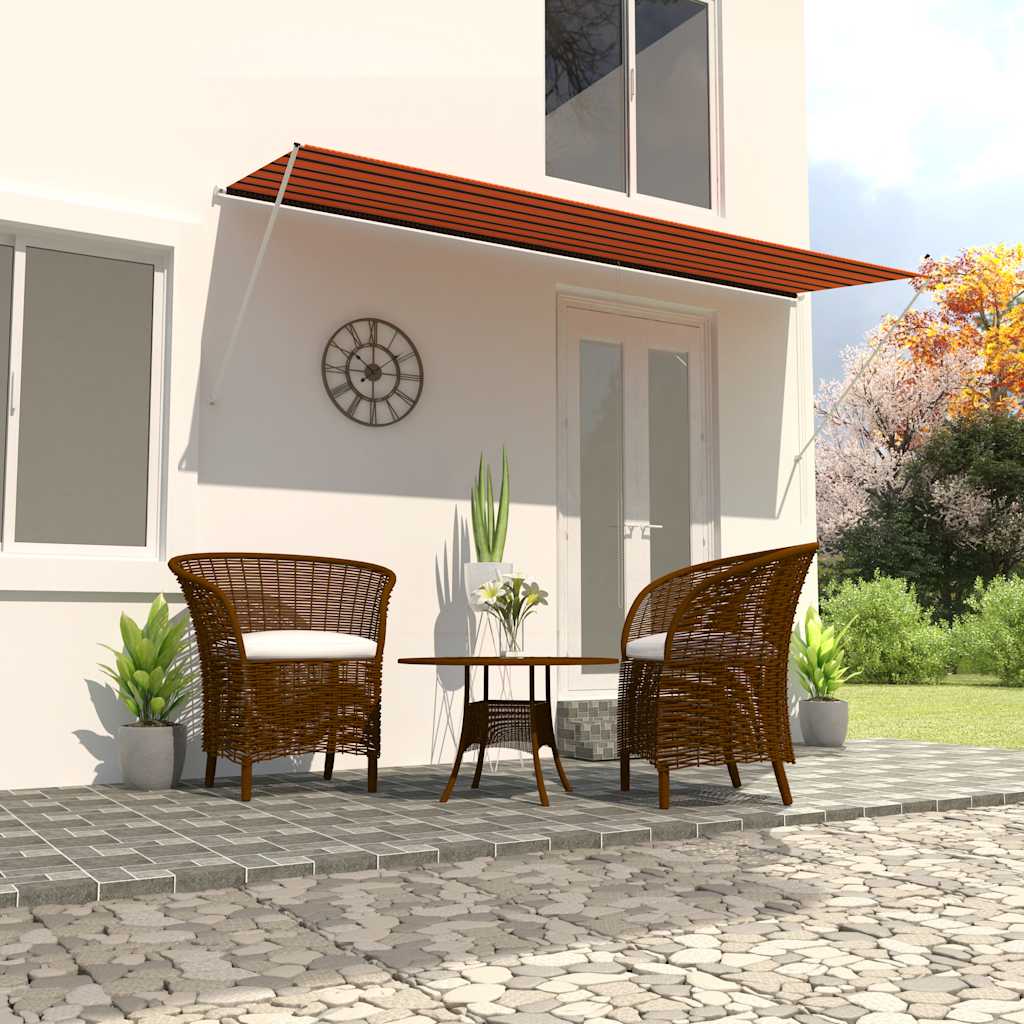 Toldo Retráctil Naranja Y Marrón 400x150 Cm_1