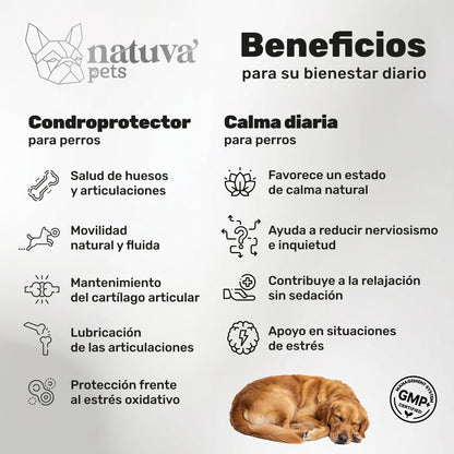 Pack Condroprotector + Calmante Para Perros. Movilidad Y Calma. Suplementos Mascotas. 240 Masticables. Natuva Pets_1
