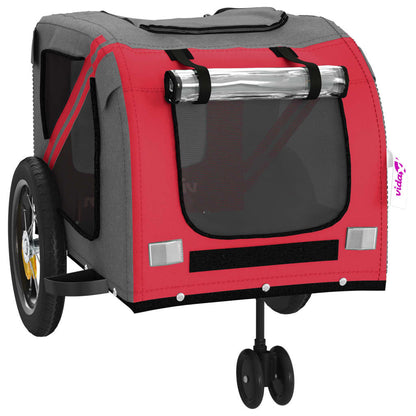 Remolque De Bicicleta Mascotas Hierro Tela Oxford Rojo Negro_4
