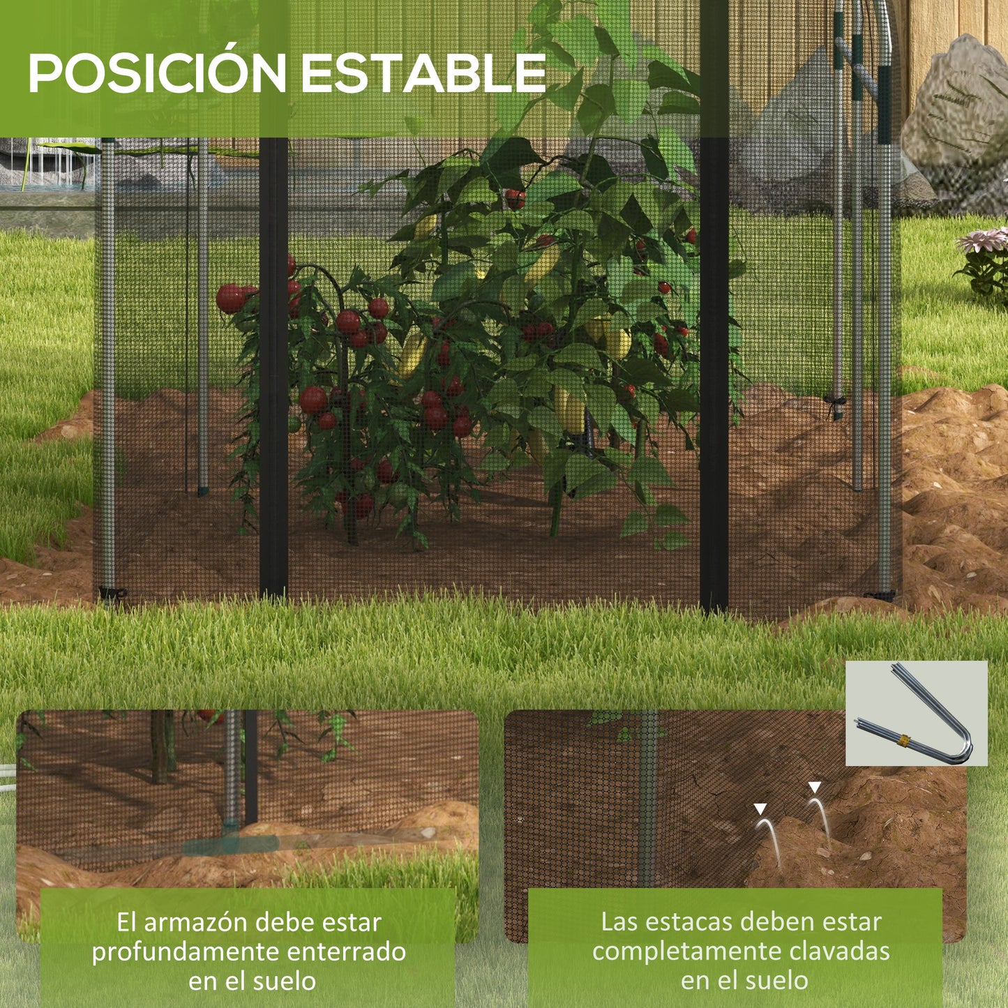 Outsunny Jaula De Protección Con Soportes Puerta 120x300x146 Cm Negro_5