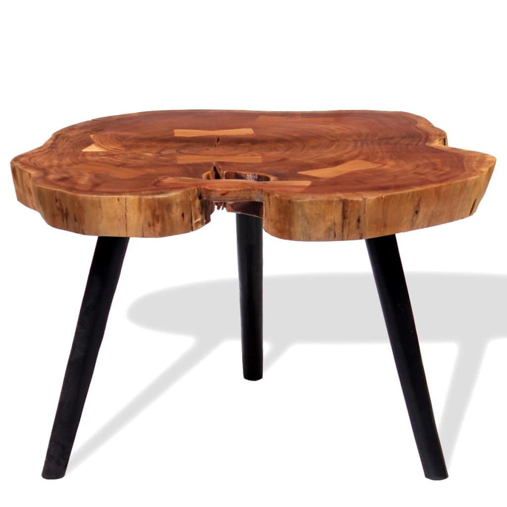 Mesa De Centro De Tronco Madera Maciza De Acacia (55-60)x40 Cm_0