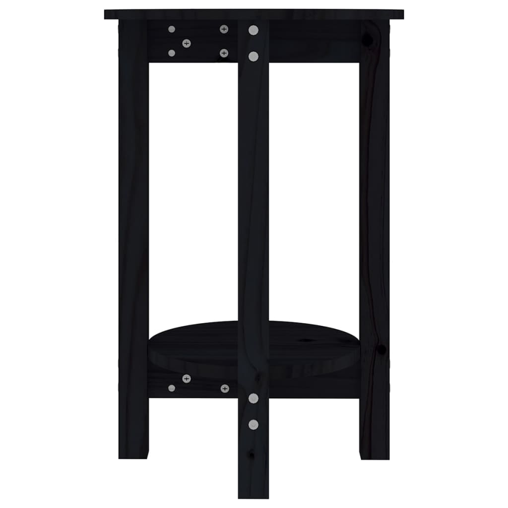 Mesa De Centro De Madera Maciza De Pino Negro Ø40x60 Cm_3