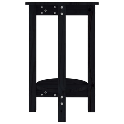 Mesa De Centro De Madera Maciza De Pino Negro Ø40x60 Cm_3