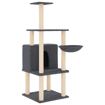 Vidaxl Rascador Para Gatos Con Postes De Sisal Gris Oscuro 132 Cm_0