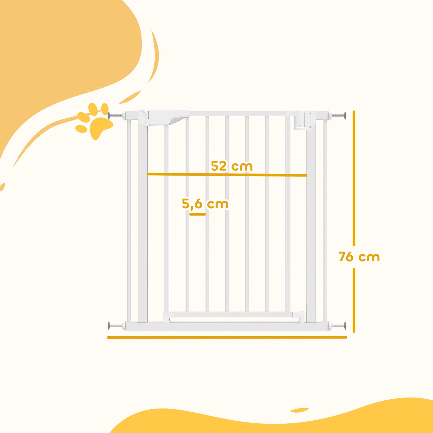 Pawhut Barrera De Seguridad Para Niños Y Perros Ancho De 76-81 Cm Blanco_2