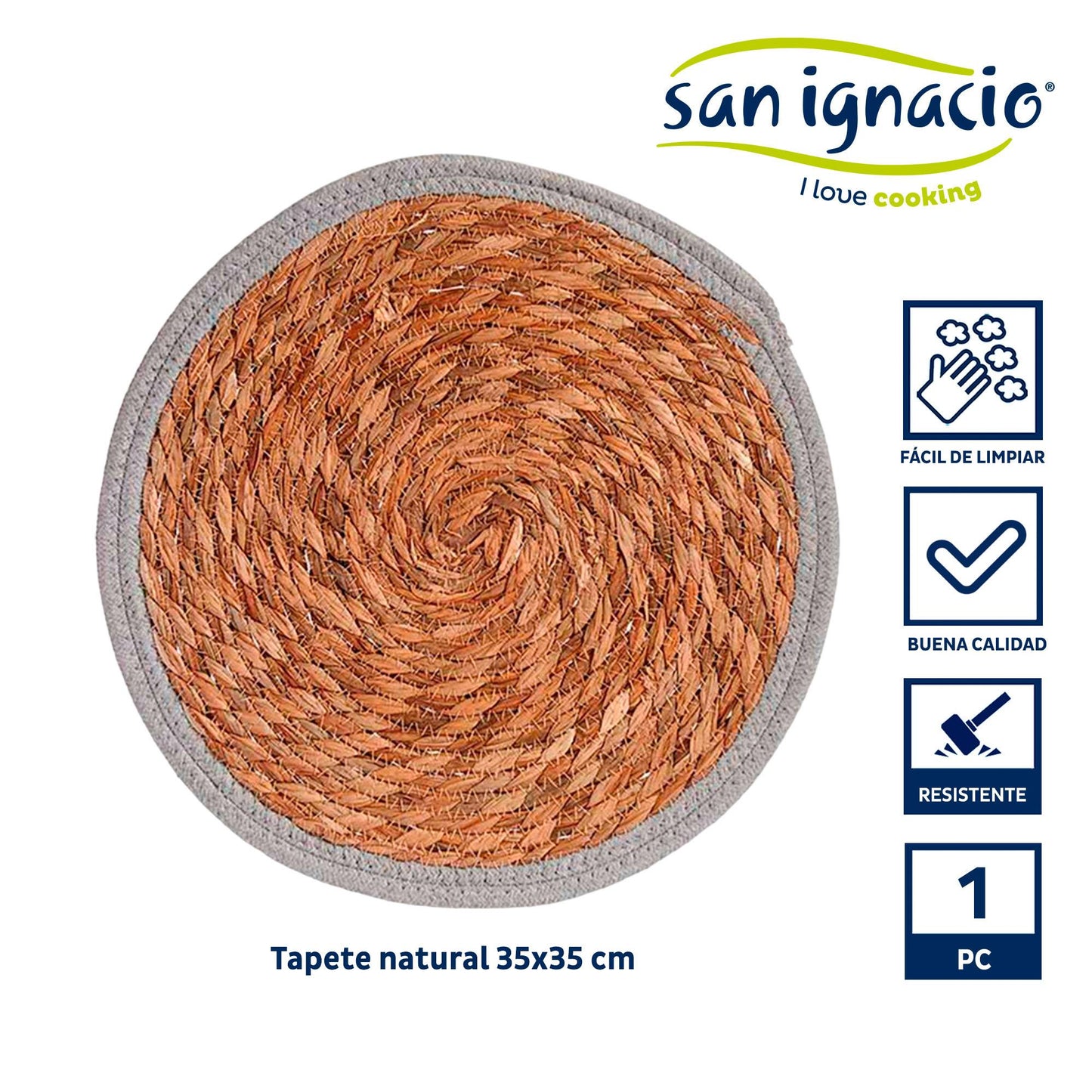 Tapete Natural Borde Gris 35cm Colección Kinvara_1