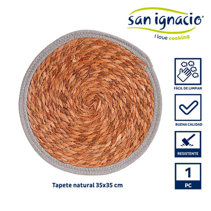 Tapete Natural Borde Gris 35cm Colección Kinvara_1