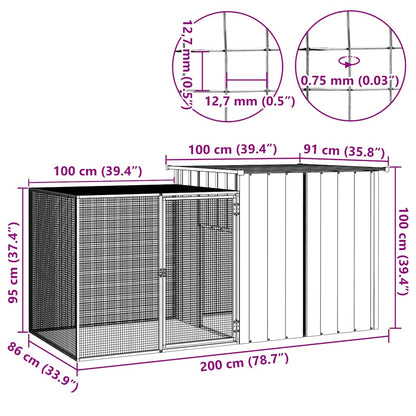 Vidaxl Jaula De Gallinas Acero Galvanizado Antracita 200x91x100 Cm_2