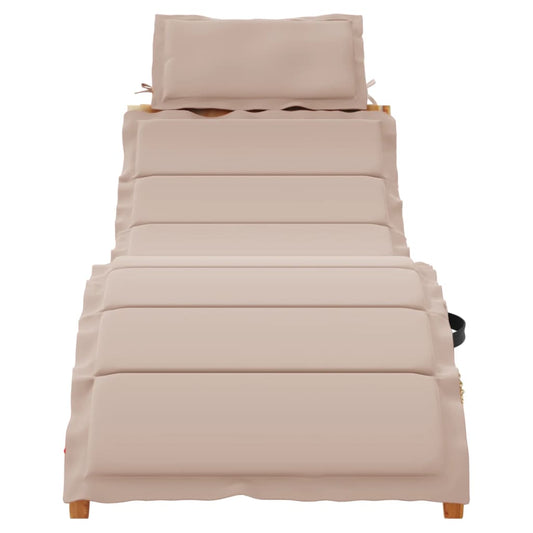 Tumbona Con Cojín Taupe Madera Maciza De Acacia / Vetonek_0