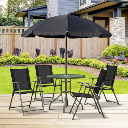 Outsunny Conjunto Muebles Jardin 4 Sillas Mesa De Comedor Redonda Sombrilla_1