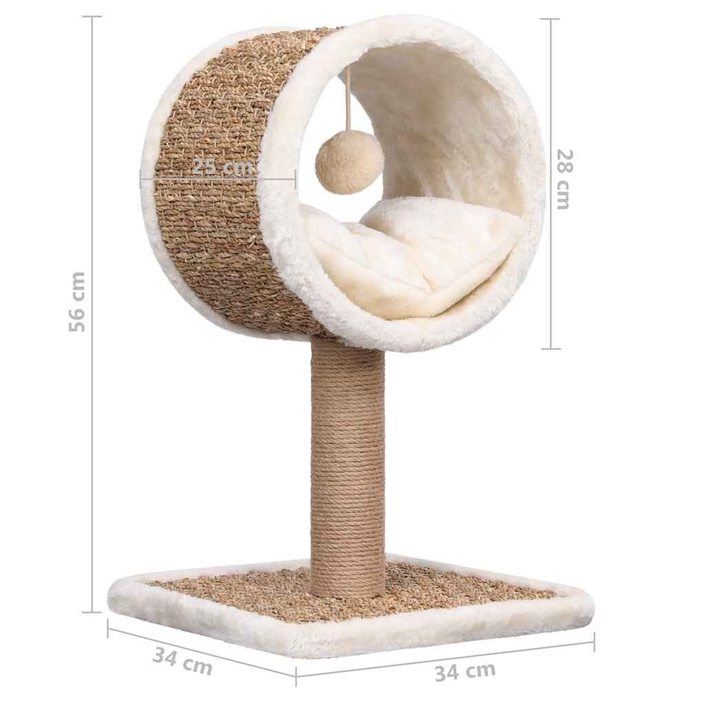Vidaxl Árbol Para Gatos Túnel Superior Y Juguete Hierba Marina 56 Cm_2