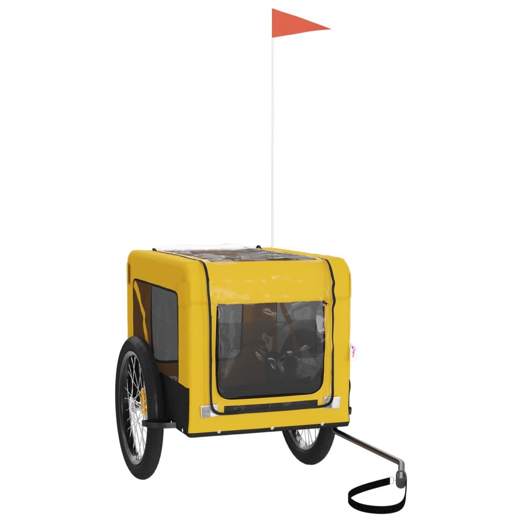 Vidaxl Remolque Bicicleta Mascotas Hierro Tela Oxford Amarillo Negro_3