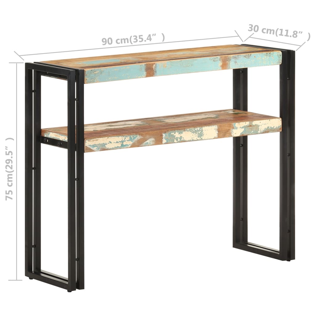Mesa Consola De Madera Maciza Reciclada 90x30x75 Cm_3