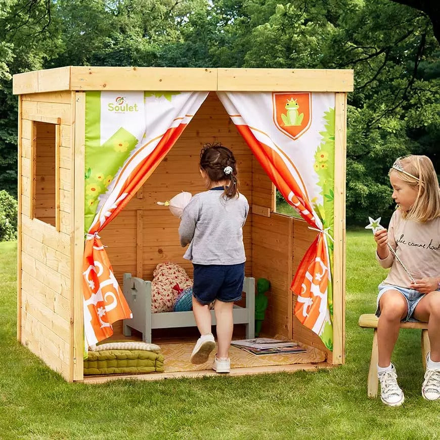 Casita infantil de madera con cortina Princesse Soulet