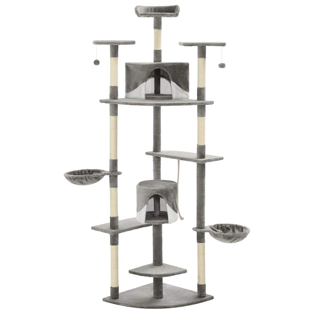 Vidaxl Rascador Para Gatos Con Poste De Sisal 203 Cm Gris Y Blanco_0