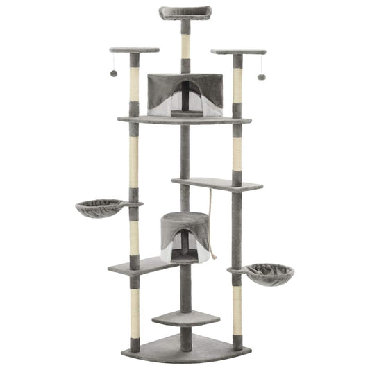 Vidaxl Rascador Para Gatos Con Poste De Sisal 203 Cm Gris Y Blanco_0