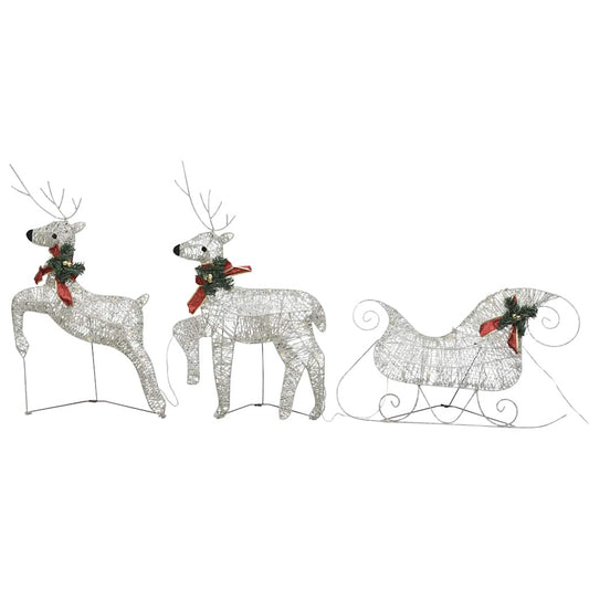 Vidaxl Renos Y Trineo Decoración De Navidad 60 Leds Dorado Jardín_0