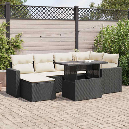 Set De Sofás De Jardín 7 Pzas Con Cojines Ratán Sintético Negro / Vetonek_4