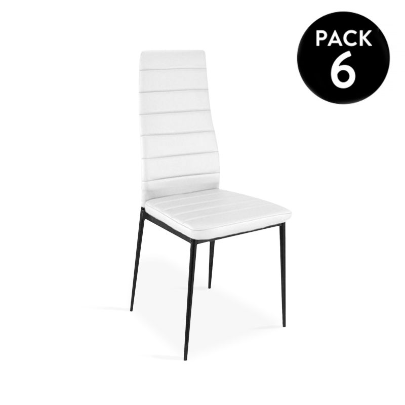 Pack 6 Sillas De Comedor Símil Piel Emi Tejido, Blanco, 44 X 96 X 42_0