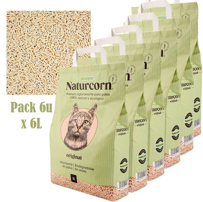 Sustrato Absorbente Wuapu Naturcorn Original En Pelet Biodegradable Para Gato 1 U 17'5l_1