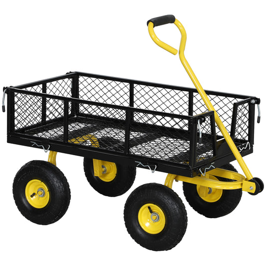 Outsunny Carro De Jardín Basculante Carga 200 Kg Negro Y Amarillo_0