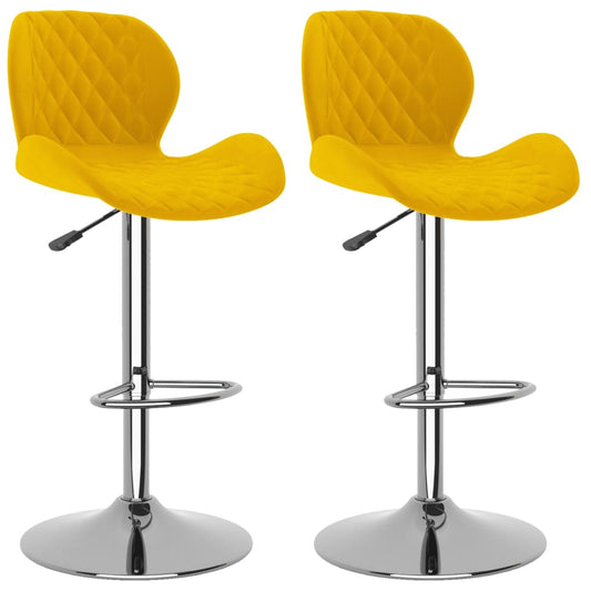 Taburetes De Cocina 2 Unidades Terciopelo Amarillo Mostaza_0