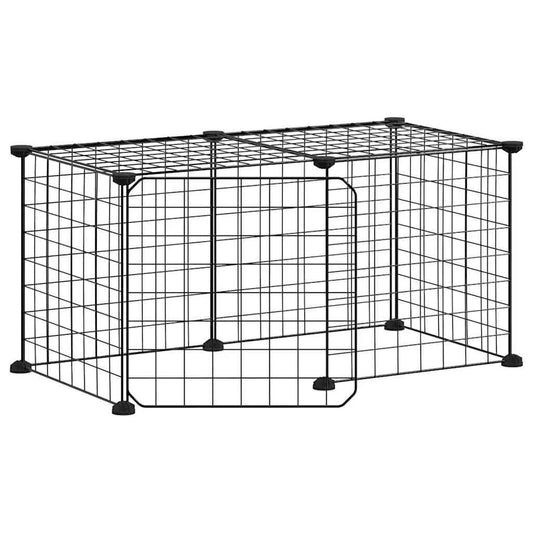 Vidaxl Jaula Para Mascotas De 8 Paneles Con Puerta Acero Negro 35x35cm_0