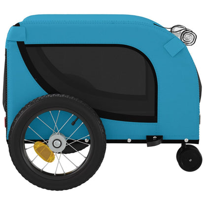 Vidaxl Remolque De Bicicleta Mascotas Hierro Tela Oxford Azul Negro_5