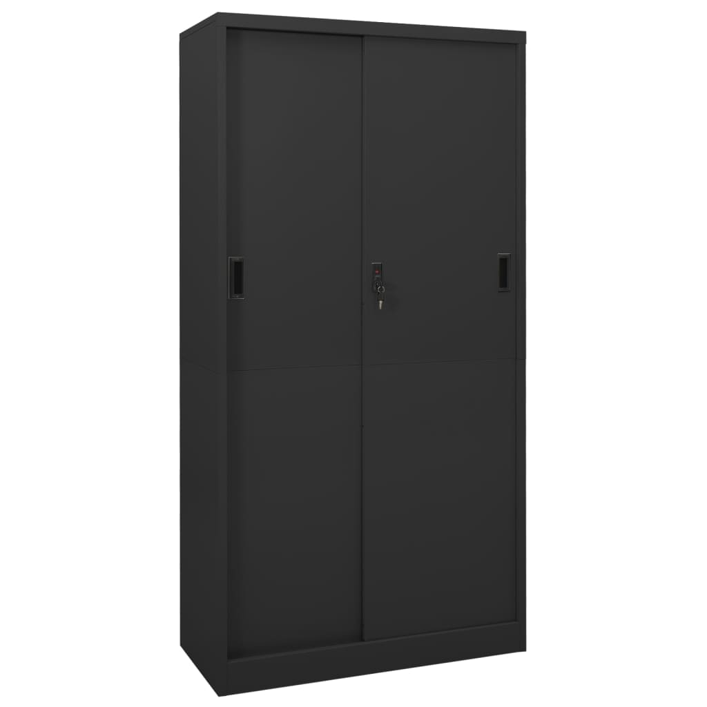 Armario De Oficina Puerta Corredera Acero Antracita 90x40x180cm_0
