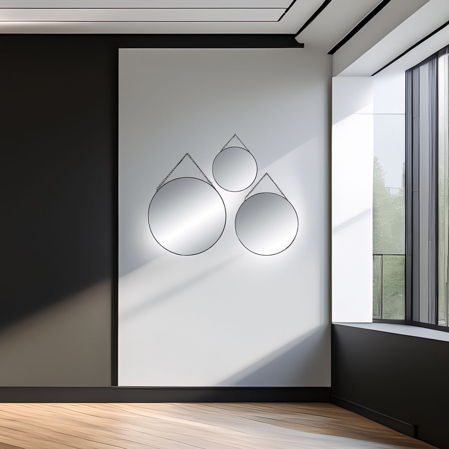 Well Home - Conjunto De 3 Espejos Redondos Decorativos De Metal Ø20ø24ø29cm