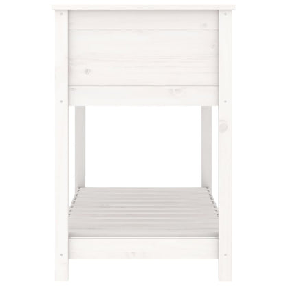 Jardinera Con Estante Madera Maciza Pino Blanca 111,5x54x81 Cm_5