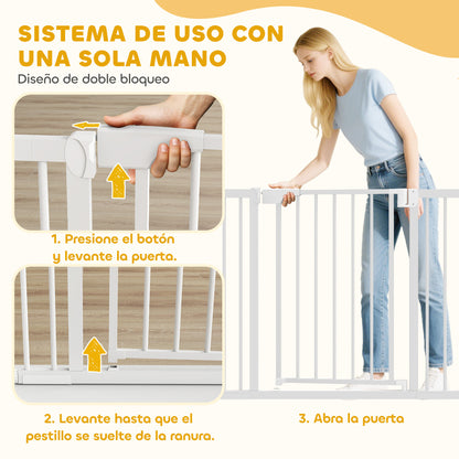 Pawhut Barrera De Seguridad Para Niños Y Perros Ancho De 76-102 Cm Blanco_5