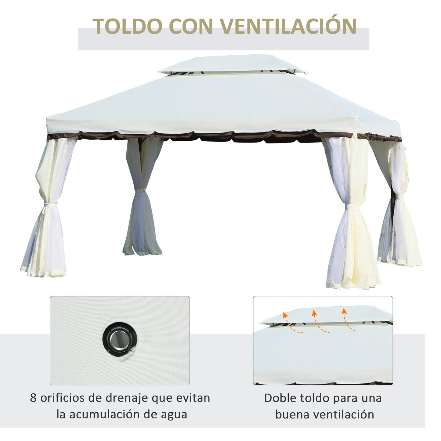Outsunny Cenador De Jardín 4x3 M_4