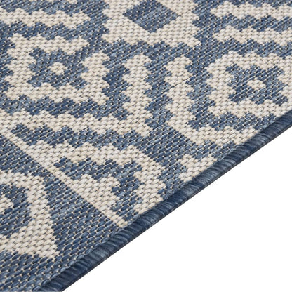 Alfombra De Exterior De Tejido Plano Rayas Azules 100x200 Cm_3