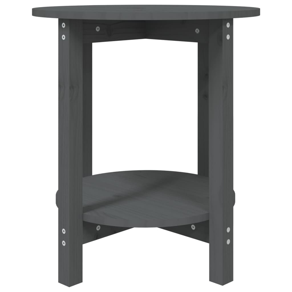 Mesa De Centro De Madera Maciza De Pino Gris Ø55x60 Cm_3