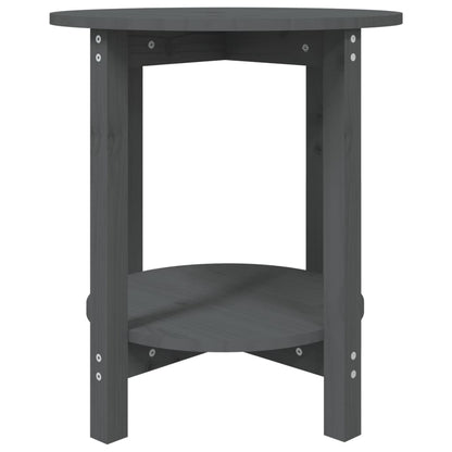 Mesa De Centro De Madera Maciza De Pino Gris Ø55x60 Cm_3